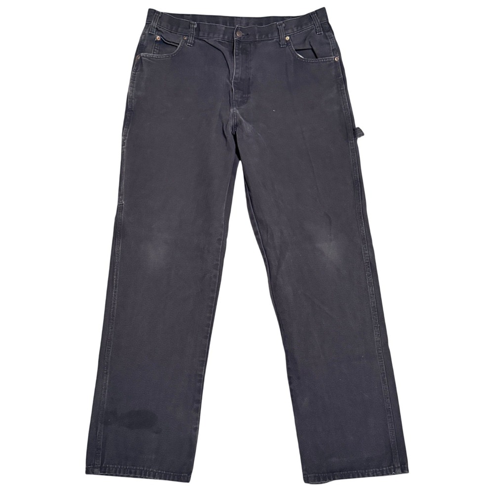Dickies Duck Canvas Carpenter Pants Hammer‎ Loop Black 38x34 Cotton Mens